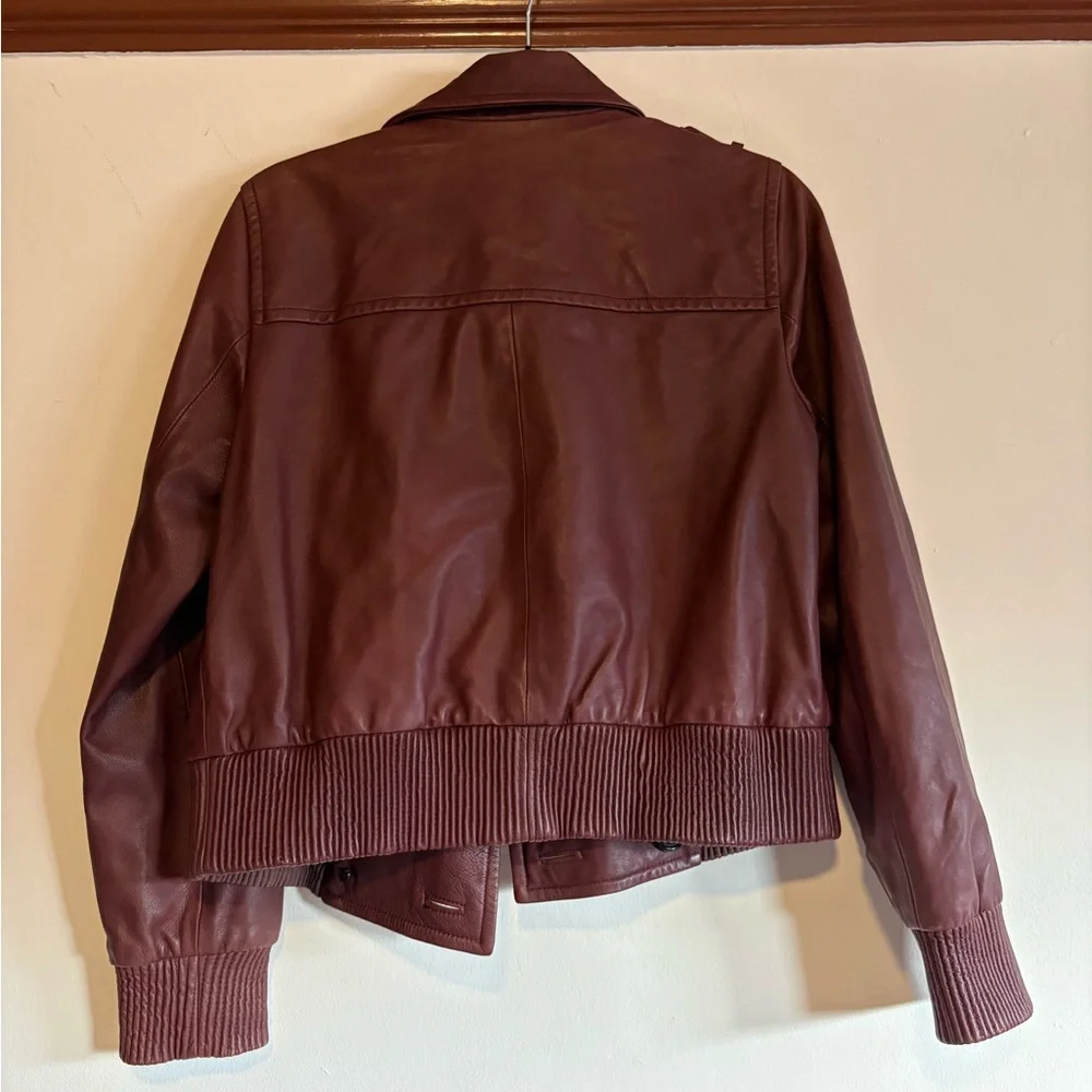 J. Crew Collection Leather Jacket oxblood - sz 10 - Picture 2 of 7